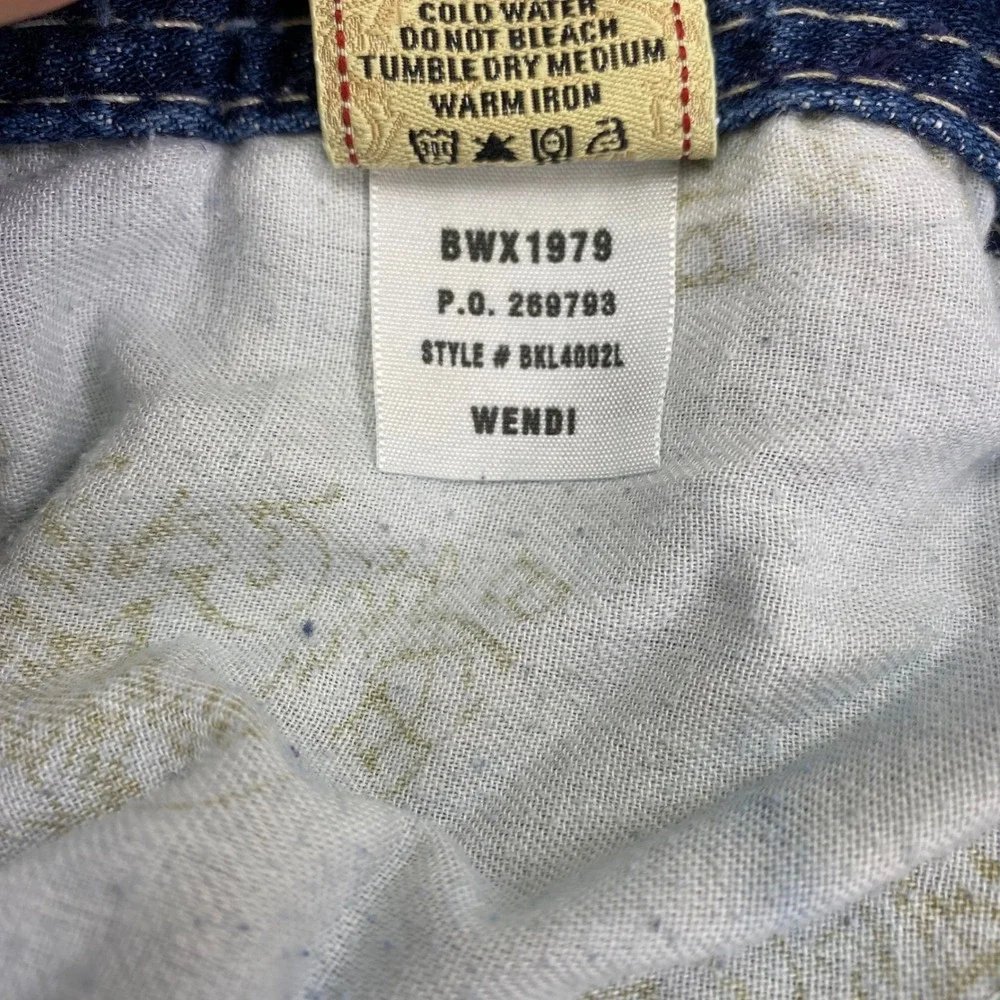 BKE Wendi Bootcut Jeans Womens 34x33.5 Blue Distressed Stretch Denim BKL4002L